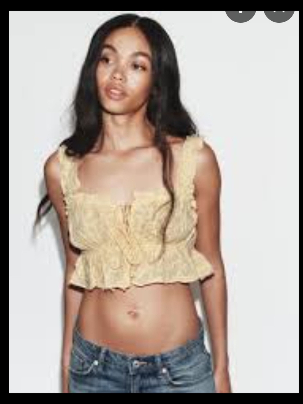 Zara Ruffled Textured Crop Top